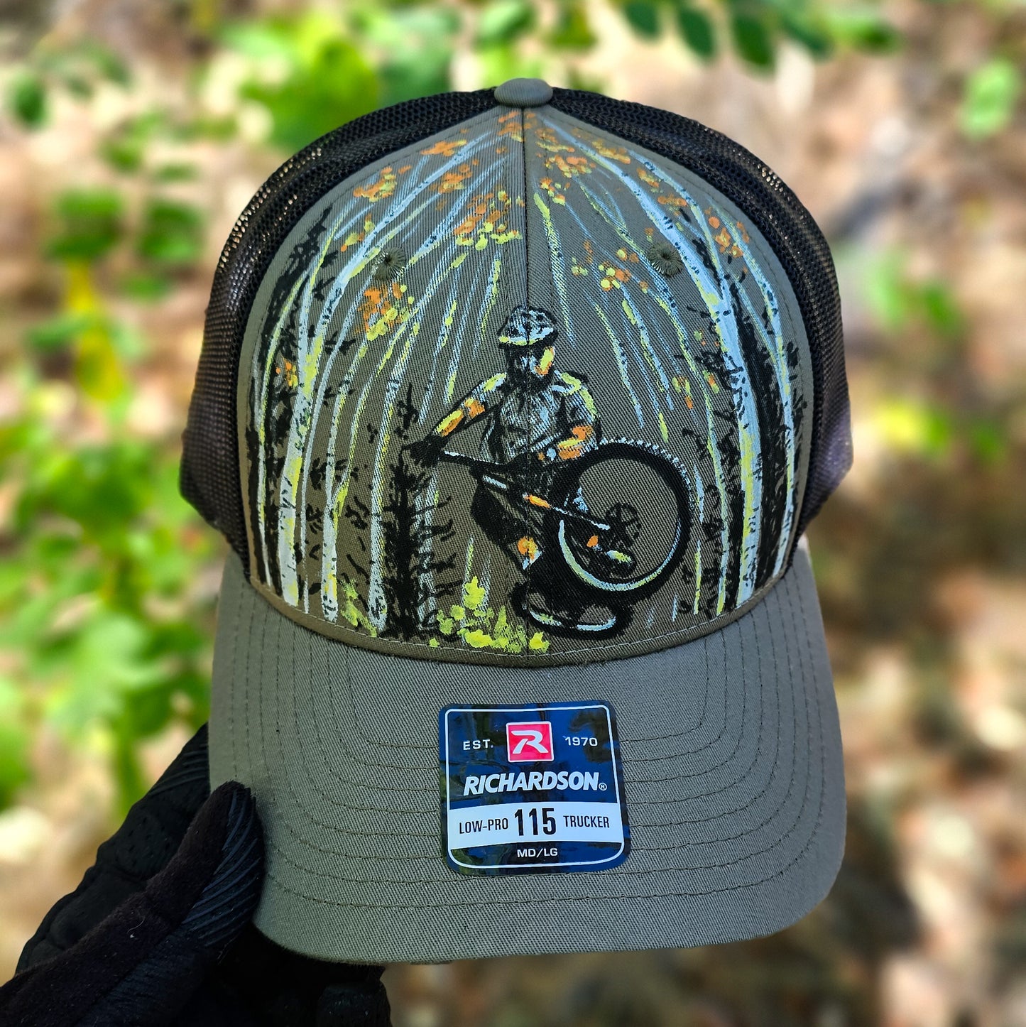 Park City MTB Trucker Hat - Hand Painted Aspen Forest Design