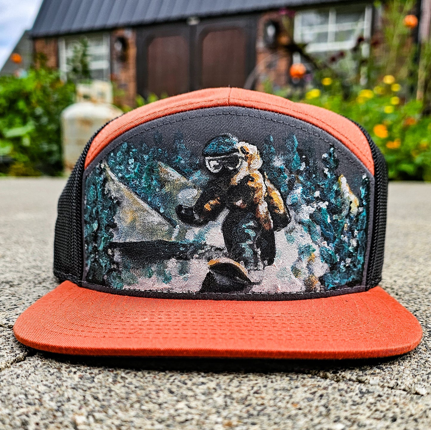 "Impact Zone" Hand-Painted Snowboarder Hat – Wearable Art