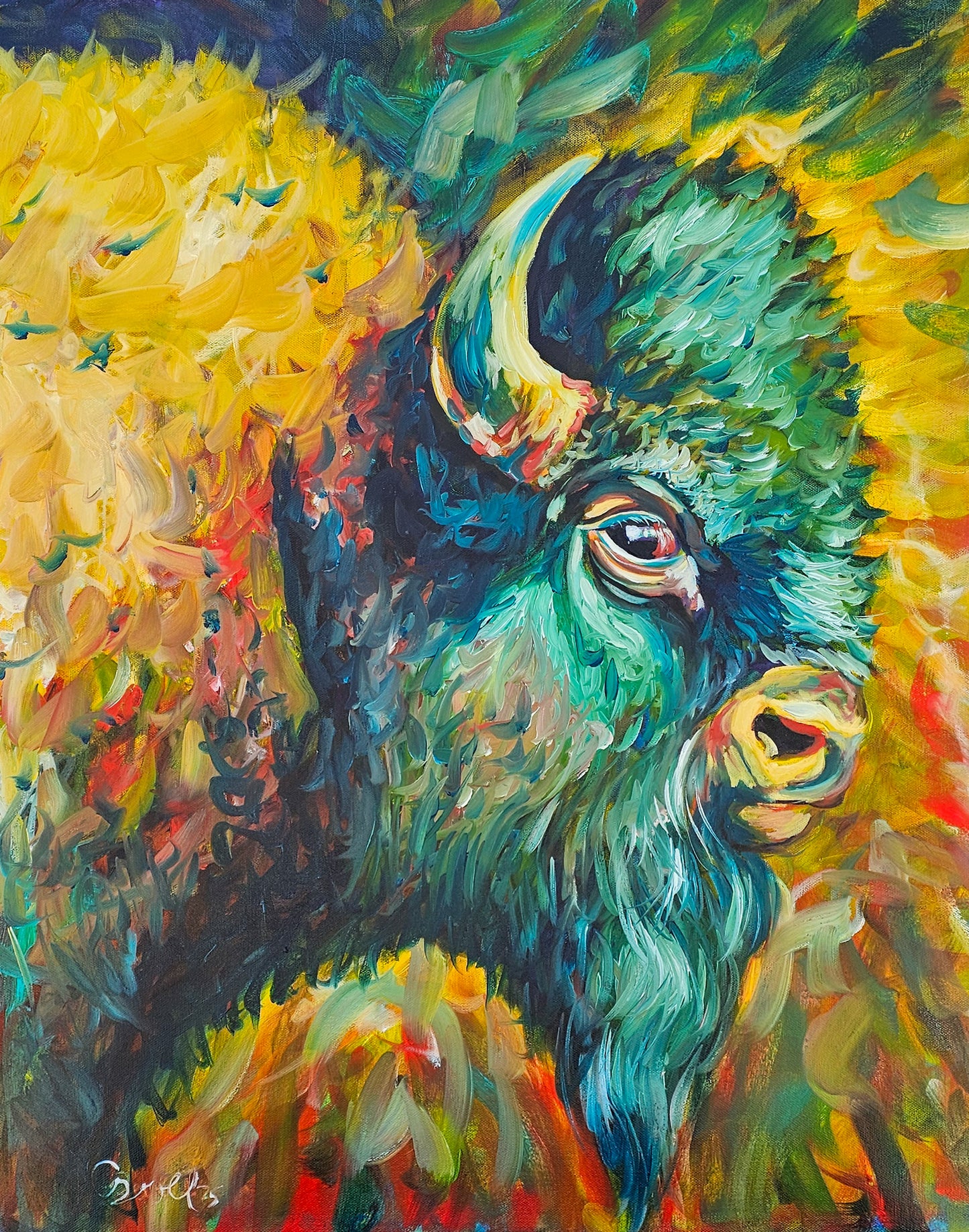 Wildlight – Original Bison Oil Painting