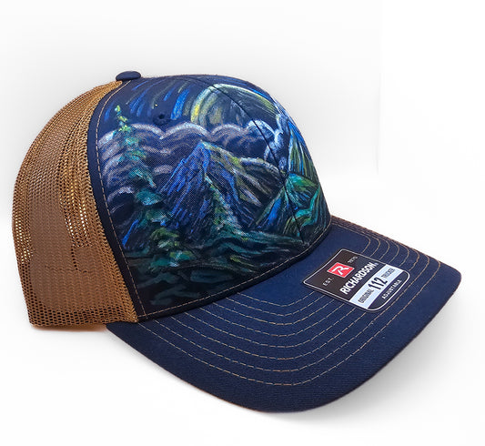 "Tempest"
Hand-Painted Trucker Hat – Wearable Art