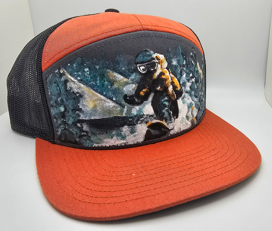 "Impact Zone" Hand-Painted Snowboarder Hat – Wearable Art