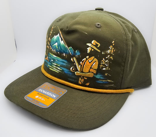 "Stillwater"
Hand-Painted Fly Fishing Hat – Wearable Art