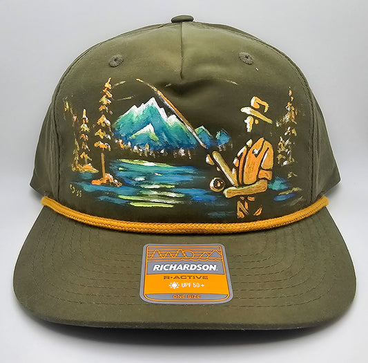 "Stillwater"
Hand-Painted Fly Fishing Hat – Wearable Art