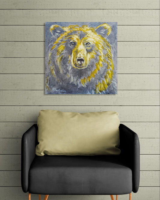 "Illuminated Strength"
Original Bear Painting | Mixed Media