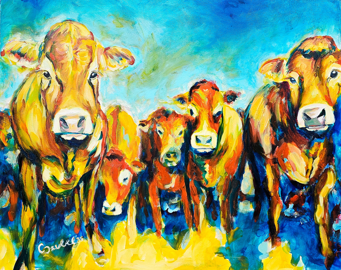 The Greeting Committee – Original Mixed Media Painting